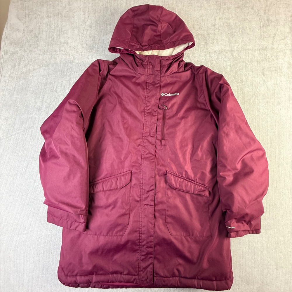 Columbia Omni-Heat‎ Hooded Parka Jacket Maroon Girls XL 18/20 Winter Coat